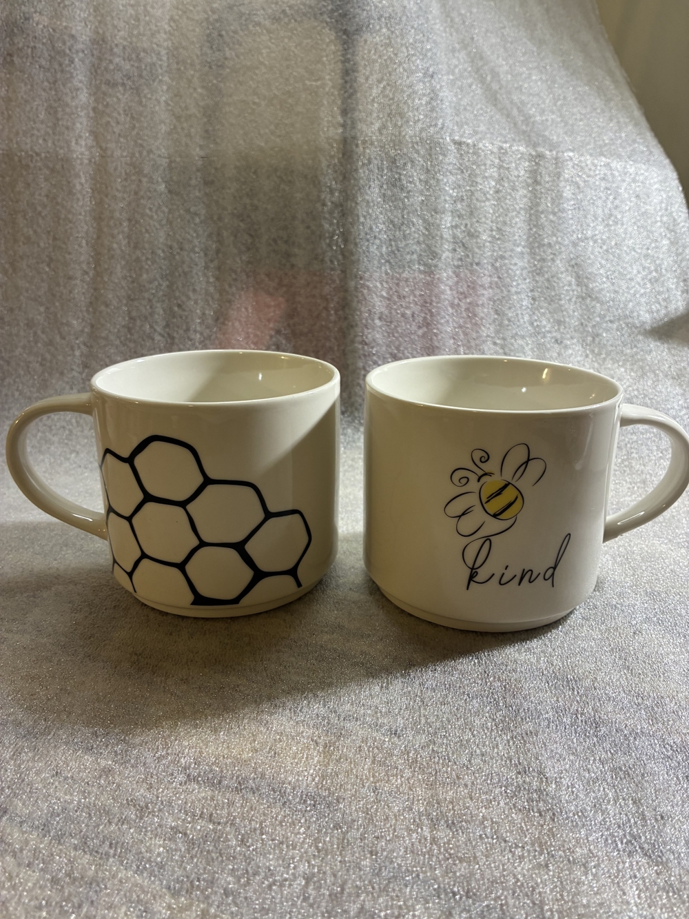 Godinger White Ceramic Bee & Honeycomb Mugs - Set of 2